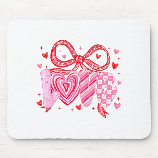 Love Coquette Bow Leopard Hearts Valentine Women G Mouse Pad (Front)