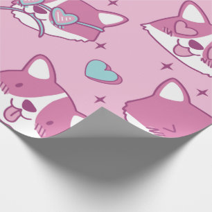 Love Corgi Heads Wrapping Paper