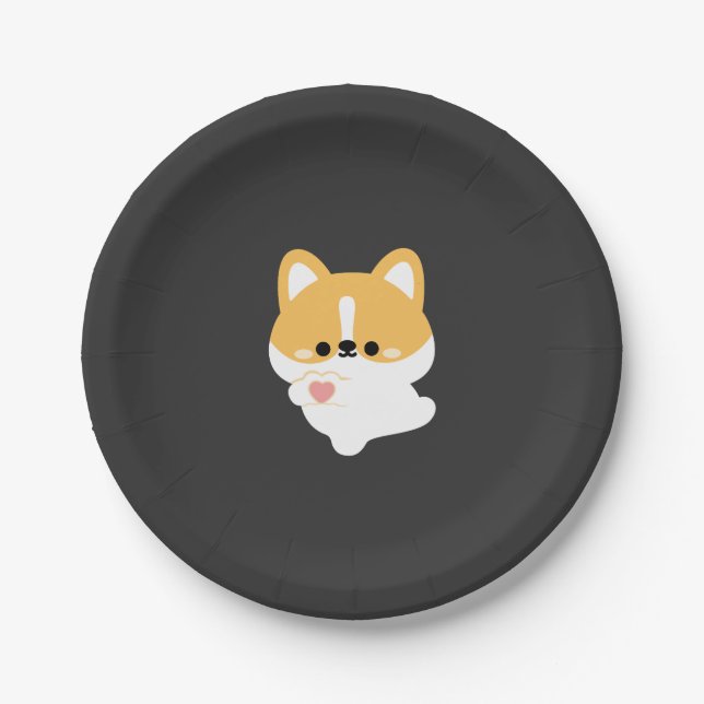 Love Corgi Paper Plates (Front)