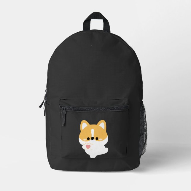 Love Corgi Printed Backpack (Front)