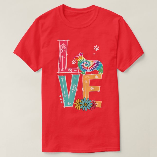 Love Corgi Tie Dye Rainbow Corgi Lover  T-Shirt (Design Front)