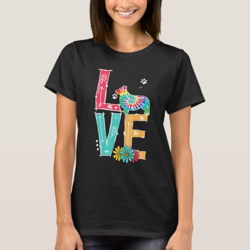 Love Corgi Tie Dye Rainbow Corgi T_Shirt