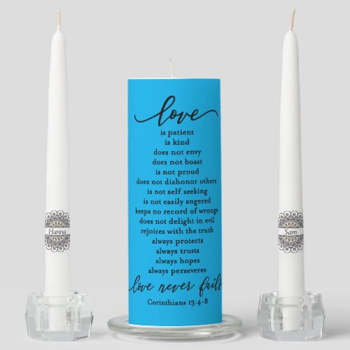 Love Corinthians Scripture Bible Verse Couples Un Unity Candle Set