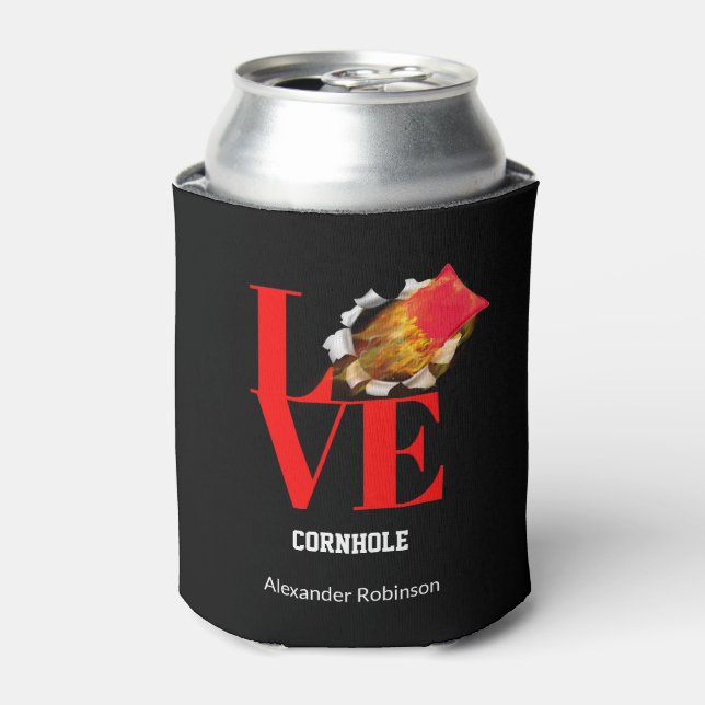 Love Cornhole Personalized Sports   Can Cooler (Can Front)