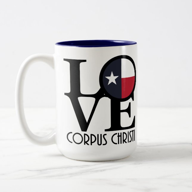 LOVE Corpus Christi 15oz Two-Tone Coffee Mug (Left)