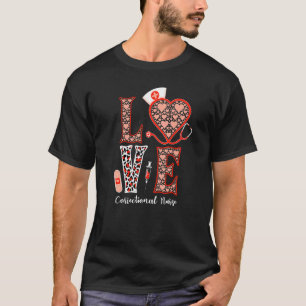 Love Correctional Nurse Stethoscope Heart Leopard  T-Shirt