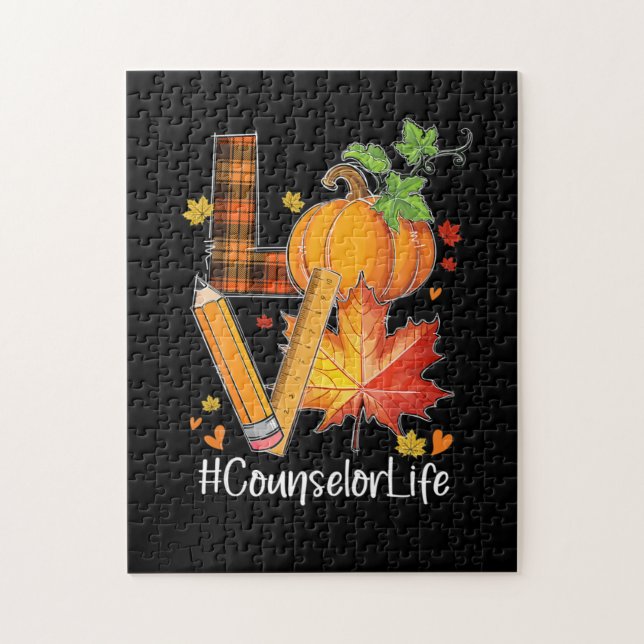 LOVE Counselor Life Fall Leaves Autumn Season Pump Jigsaw Puzzle (Vertical)