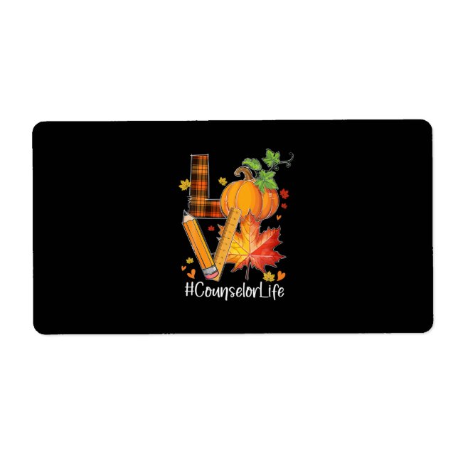 LOVE Counselor Life Fall Leaves Autumn Season Pump Label (Front)