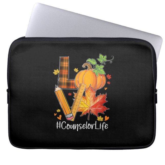 LOVE Counselor Life Fall Leaves Autumn Season Pump Laptop Sleeve (Front)