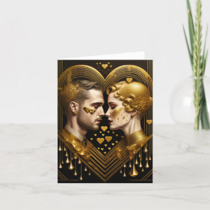 Love couple Art Deco Holiday Card