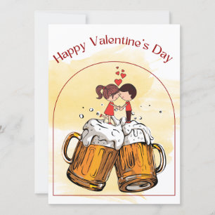 Love Couple Beer Drink Happy Valentine's Day  Card