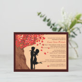 Love Couple Falling Hearts Oak Tree Bridal Shower Invitation (Standing Front)
