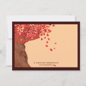 Love Couple Falling Hearts Oak Tree Bridal Shower Invitation (Back)