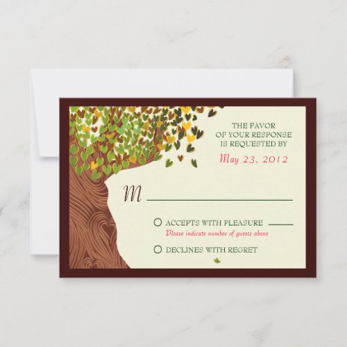Love Couple Falling Hearts Oak Tree RSVP