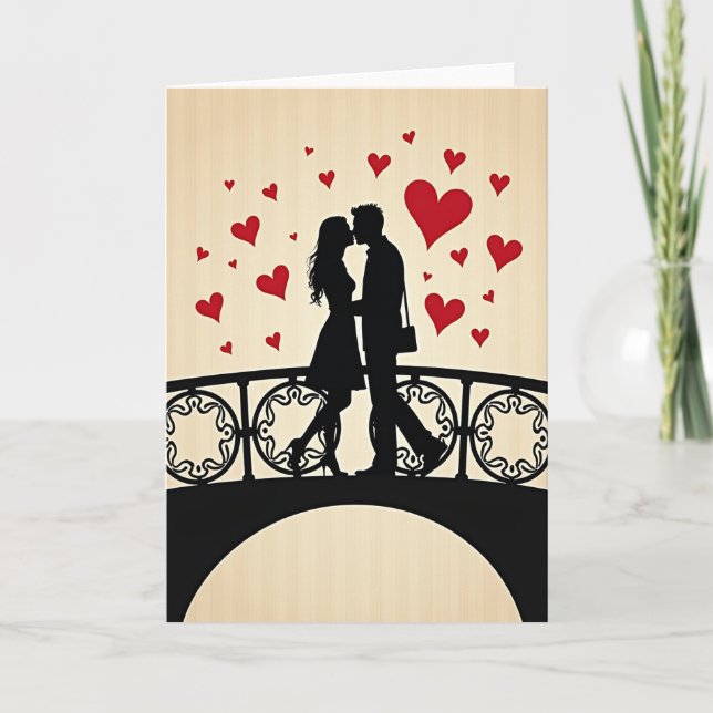 Love Couple Kiss Hearts Card (Front)