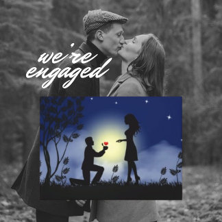 Love Couple Modern Engagement Silhouettes Canvas Print
