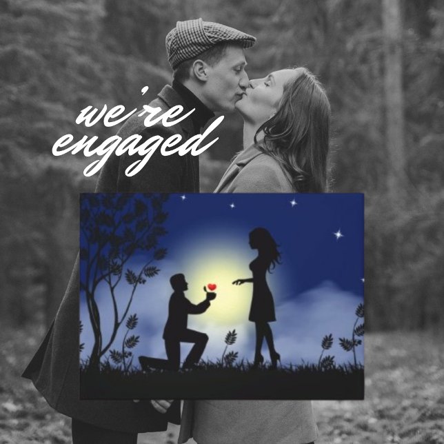  Love Couple Modern  Engagement Silhouettes  Canvas Print (Creator Uploaded)