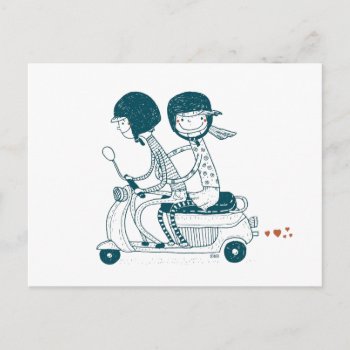 Love Couple On Drawing Postcard by tashatzazzle at Zazzle