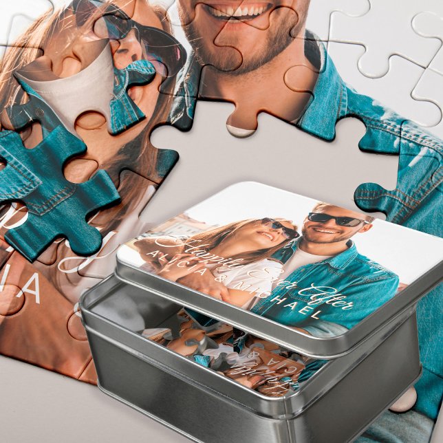 Love couple photo and your custom text family jigsaw puzzle (Creator Uploaded)