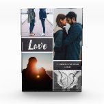 Love couple Photo Collage Block<br><div class="desc">Customize this photo block with up to four of your favorite shots together. Personalize with your names and special date. Elegant and trendy a perfect gift for wedding anniversaries.</div>