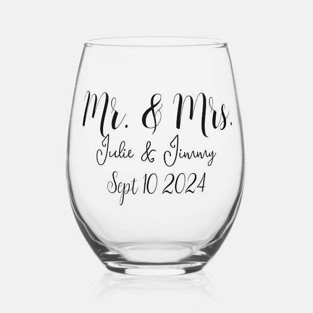 Love Couple Red Heart Theme Stemless Wine Glass (Front)