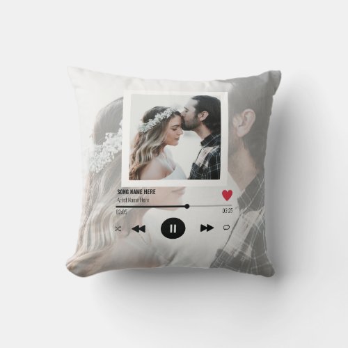 Love Couple Romantic Photo Collage OUR SONG Gift Throw Pillow