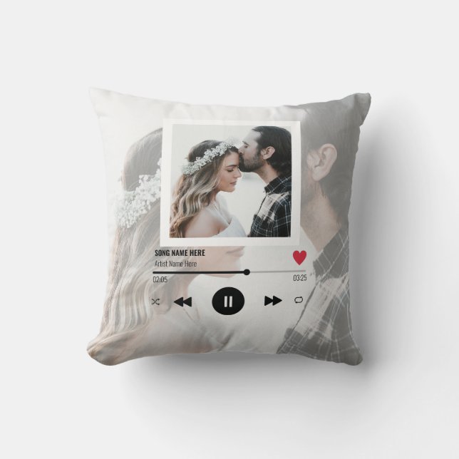 Love Couple Romantic Photo Collage OUR SONG Gift Throw Pillow (Front)