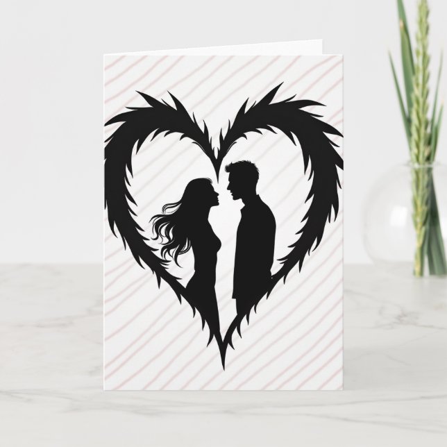 Love Couple Silhouette Heart Card (Front)