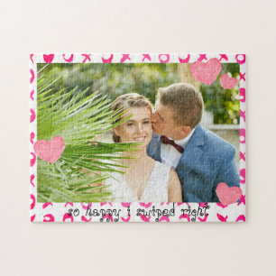 Love Couple SO HAPPY I SWIPED RIGHT Customized Jigsaw Puzzle