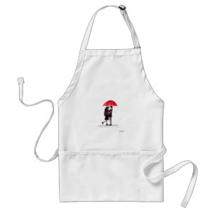 Love couple with red umbrella art adult apron