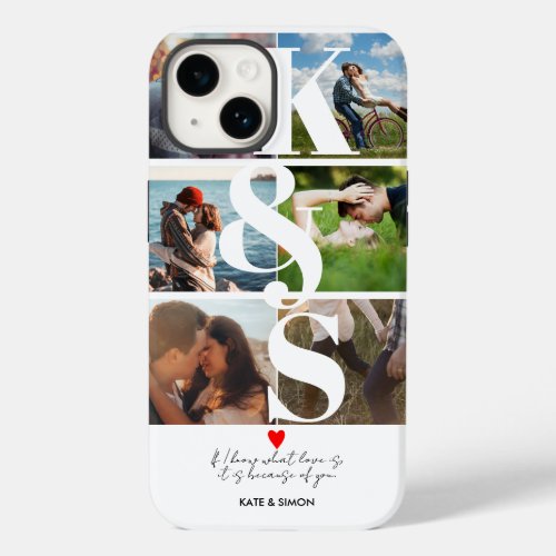 Love Couples Photo Collage Personalized Monogram Case_Mate iPhone 14 Case