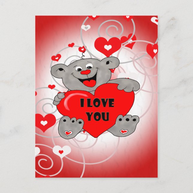 Love couplles Teddy bear holding a heart Postcard (Front)