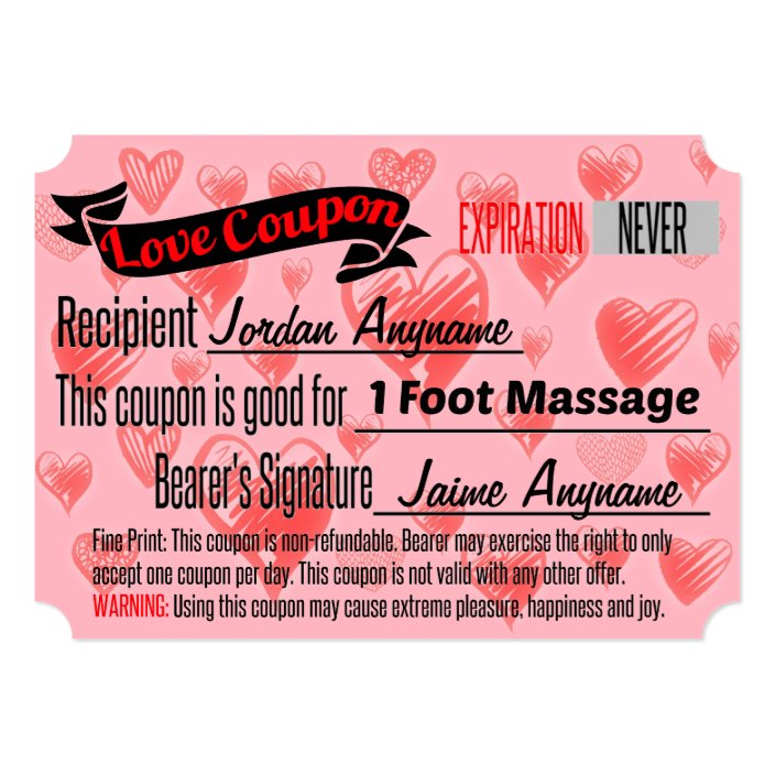 Love Coupon For Foot Massage Invitation