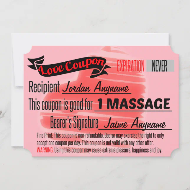 love melanotan coupon Love Coupon for MASSAGE Invitation