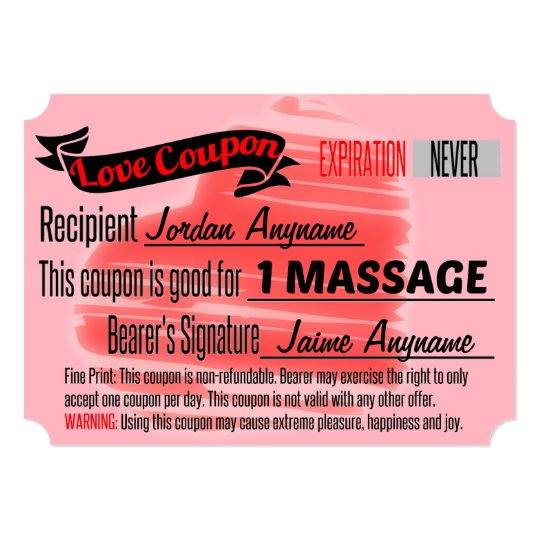 Love Coupon For Massage Invitation