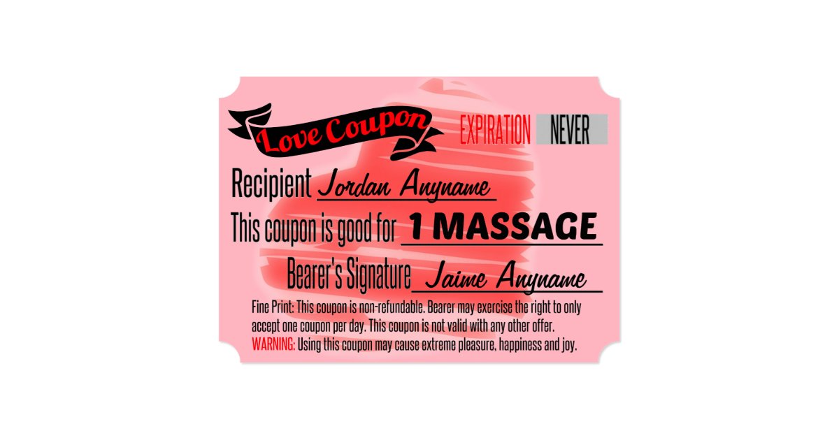 Love Coupon for MASSAGE Invitation