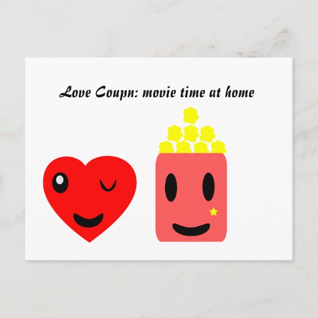 Love Coupon: movie time at home Postcard (Front)