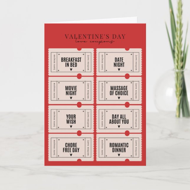 Love coupon Valentine  Thank You Card (Front)