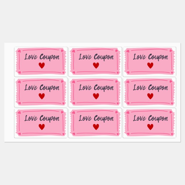 Love Coupon Valentines Day  Labels (Sheet)
