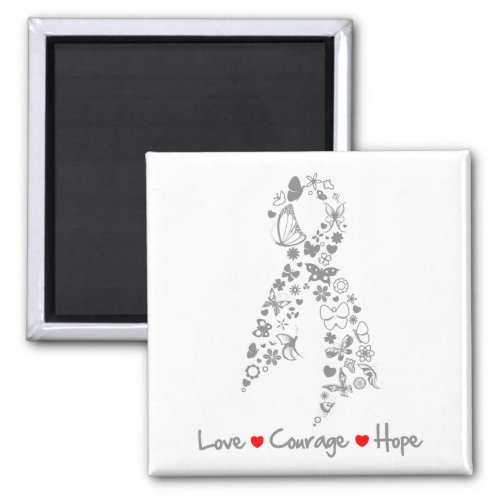 Love Courage Hope Butterfly _ Brain Cancer Magnet