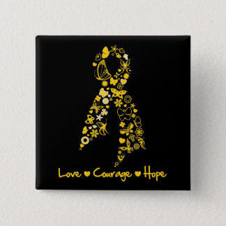 Love Courage Hope Butterfly -  Childhood Cancer Button