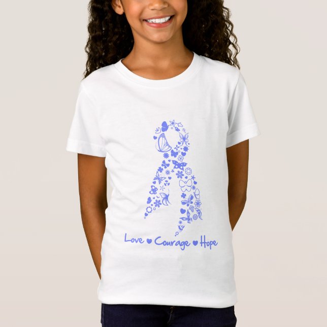 Love Courage Hope Butterfly - Esophageal Cancer T-Shirt (Front)