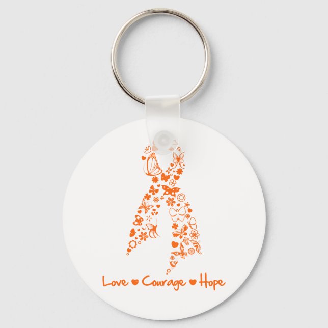 Love Courage Hope Butterfly - Leukemia Keychain (Front)