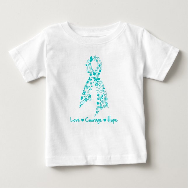 Love Courage Hope Butterfly - Ovarian Cancer Baby T-Shirt (Front)