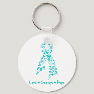 Love Courage Hope Butterfly - Ovarian Cancer Keychain