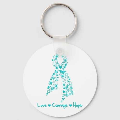 Love Courage Hope Butterfly _ Ovarian Cancer Keychain