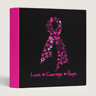 Love Courage Hope Butterfly Ribbon - Breast Cancer Binder