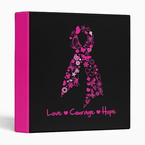 Love Courage Hope Butterfly Ribbon _ Breast Cancer Binder