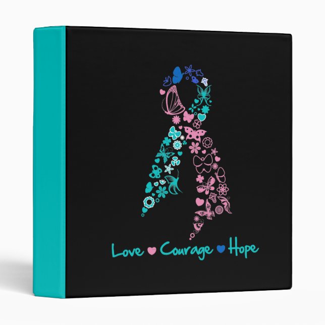 Love Courage Hope Butterfly -  Thyroid Cancer Binder (Front/Spine)