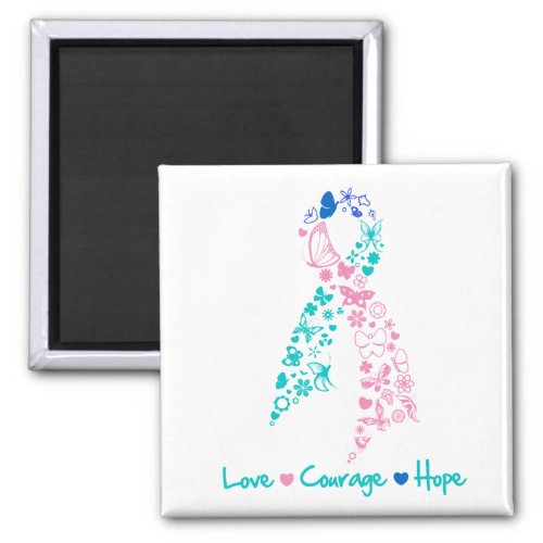 Love Courage Hope Butterfly _  Thyroid Cancer Magnet